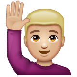 Man Raising Hand: Medium-Light Skin Tone on WhatsApp