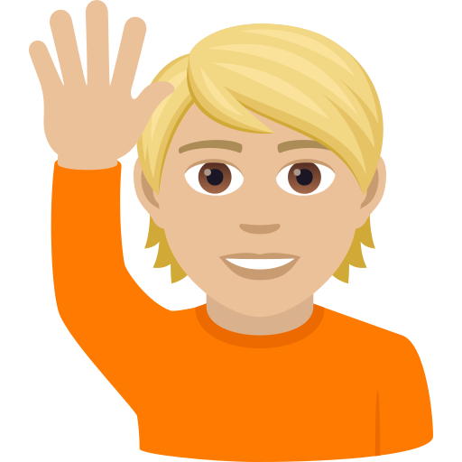 Happy Person Raising One Hand: Medium-Light Skin Tone on JoyPixels