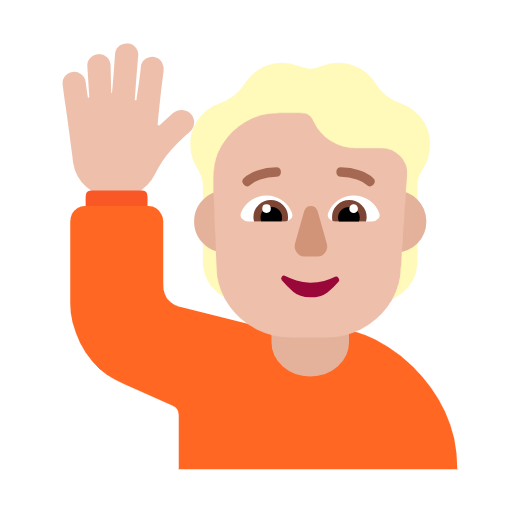 Happy Person Raising One Hand: Medium-Light Skin Tone on Microsoft Fluent