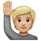 Happy Person Raising One Hand: Medium-Light Skin Tone on WhatsApp