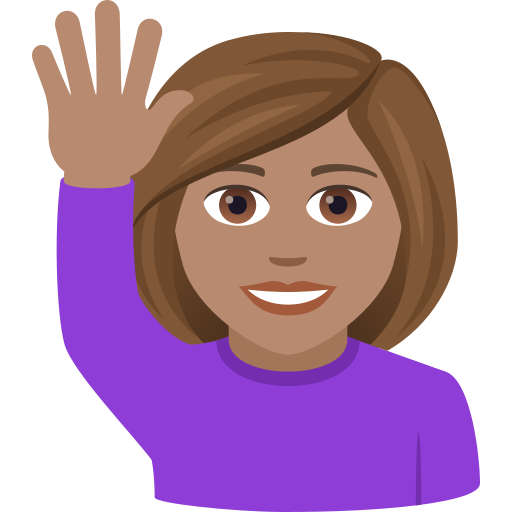Woman Raising Hand: Medium Skin Tone on JoyPixels