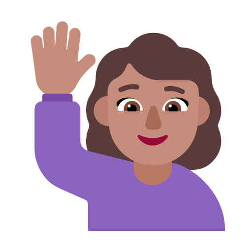 Woman Raising Hand: Medium Skin Tone on Microsoft Fluent