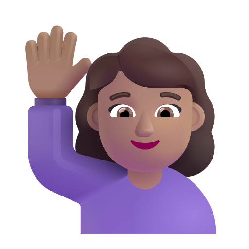 Woman Raising Hand: Medium Skin Tone on Microsoft 3D