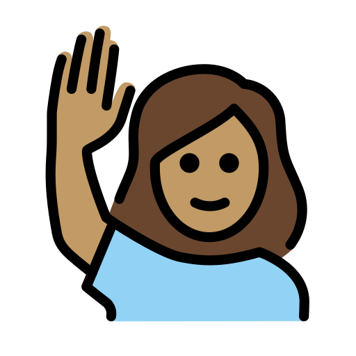 Woman Raising Hand: Medium Skin Tone on OpenMoji