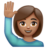 Woman Raising Hand: Medium Skin Tone on WhatsApp