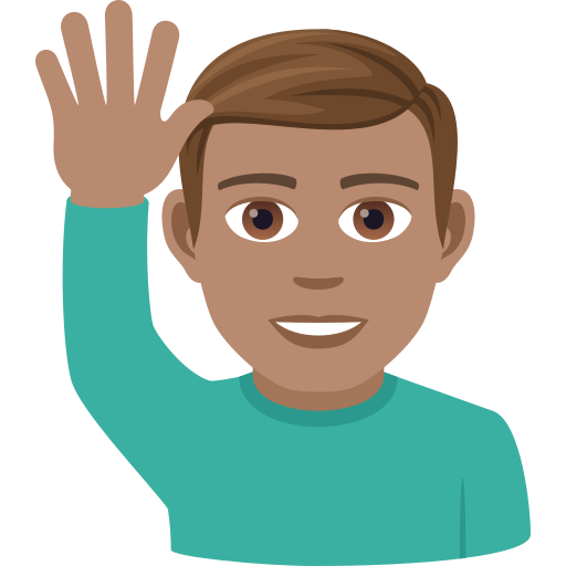 Man Raising Hand: Medium Skin Tone on JoyPixels