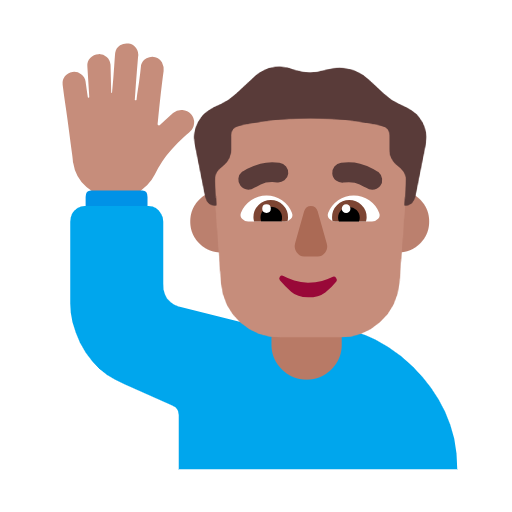 Man Raising Hand: Medium Skin Tone on Microsoft Fluent