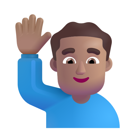 Man Raising Hand: Medium Skin Tone on Microsoft 3D