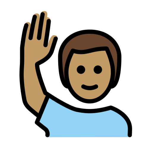Man Raising Hand: Medium Skin Tone on OpenMoji