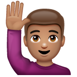 Man Raising Hand: Medium Skin Tone on WhatsApp