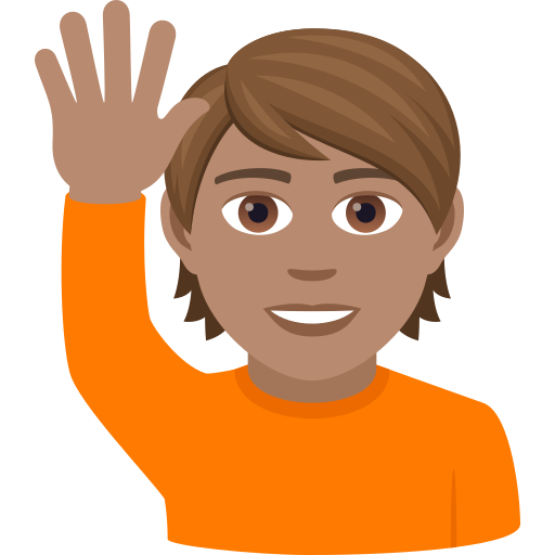 Happy Person Raising One Hand: Medium Skin Tone on JoyPixels