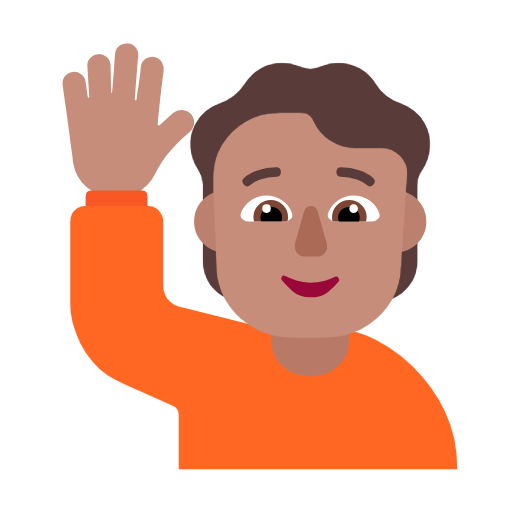 Happy Person Raising One Hand: Medium Skin Tone on Microsoft Fluent