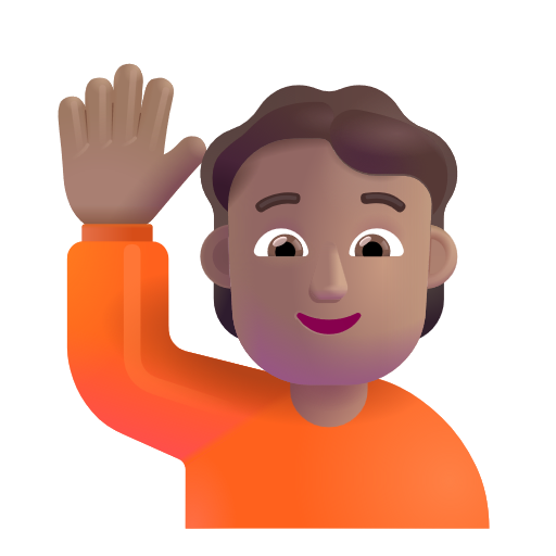 Happy Person Raising One Hand: Medium Skin Tone on Microsoft 3D