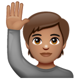 Happy Person Raising One Hand: Medium Skin Tone on WhatsApp