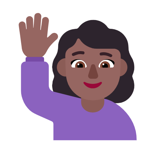 Woman Raising Hand: Medium-Dark Skin Tone on Microsoft Fluent