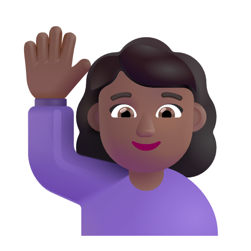 Woman Raising Hand: Medium-Dark Skin Tone on Microsoft 3D