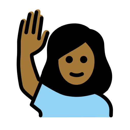 Woman Raising Hand: Medium-Dark Skin Tone on OpenMoji
