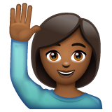 Woman Raising Hand: Medium-Dark Skin Tone on WhatsApp