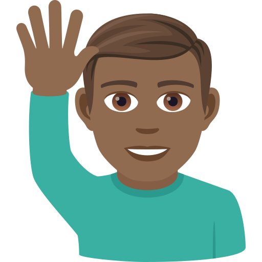 Man Raising Hand: Medium-Dark Skin Tone on JoyPixels