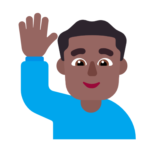 Man Raising Hand: Medium-Dark Skin Tone on Microsoft Fluent