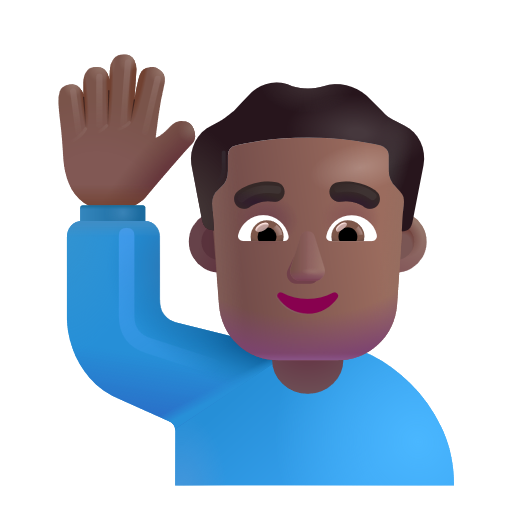Man Raising Hand: Medium-Dark Skin Tone on Microsoft 3D