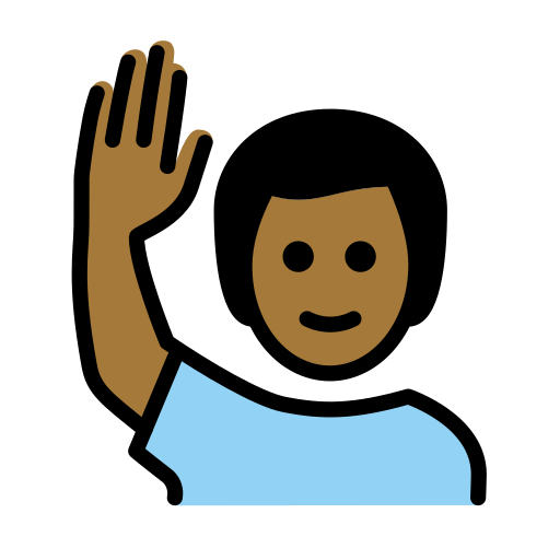 Man Raising Hand: Medium-Dark Skin Tone on OpenMoji
