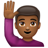 Man Raising Hand: Medium-Dark Skin Tone on WhatsApp