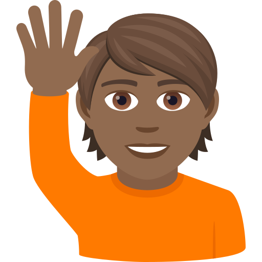 Happy Person Raising One Hand: Medium-Dark Skin Tone on JoyPixels