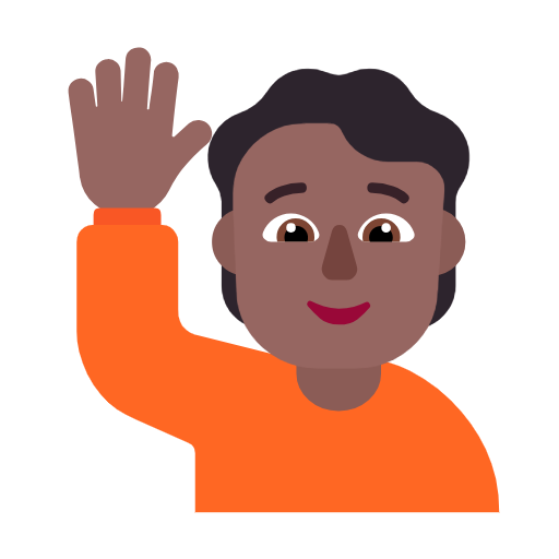 Happy Person Raising One Hand: Medium-Dark Skin Tone on Microsoft Fluent