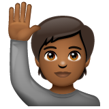 Happy Person Raising One Hand: Medium-Dark Skin Tone on WhatsApp
