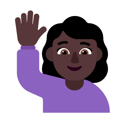 Woman Raising Hand: Dark Skin Tone on Microsoft Fluent