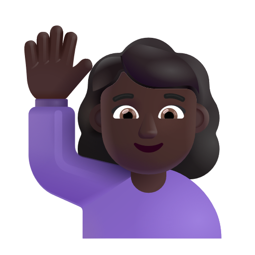 Woman Raising Hand: Dark Skin Tone on Microsoft 3D