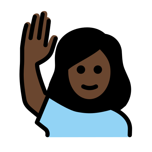 Woman Raising Hand: Dark Skin Tone on OpenMoji
