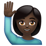 Woman Raising Hand: Dark Skin Tone on WhatsApp