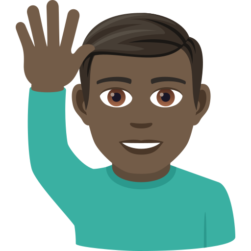 Man Raising Hand: Dark Skin Tone on JoyPixels