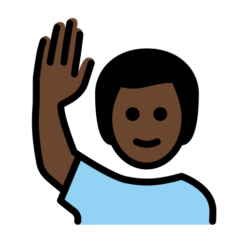 Man Raising Hand: Dark Skin Tone on OpenMoji