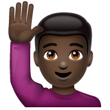 Man Raising Hand: Dark Skin Tone on WhatsApp
