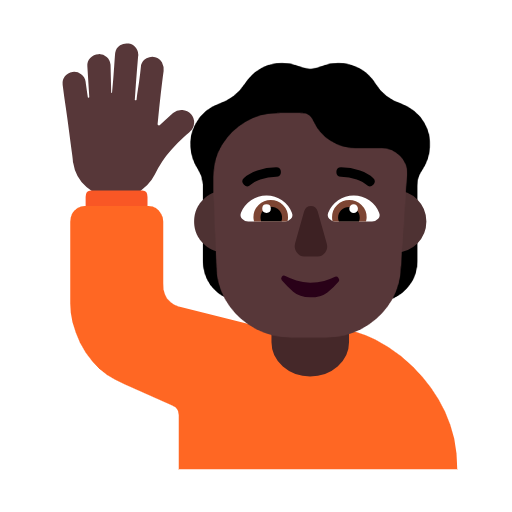 Happy Person Raising One Hand: Dark Skin Tone on Microsoft Fluent