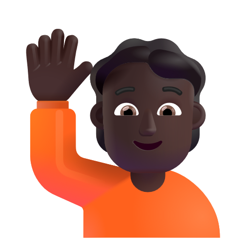 Happy Person Raising One Hand: Dark Skin Tone on Microsoft 3D