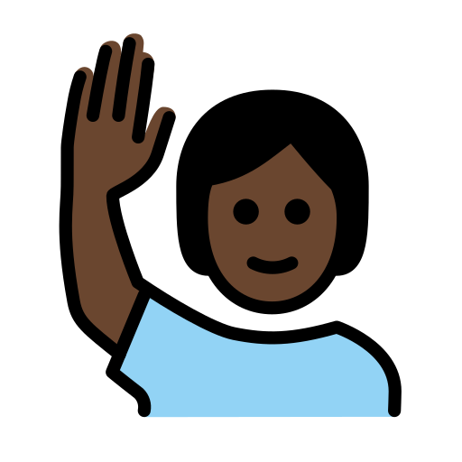 Happy Person Raising One Hand: Dark Skin Tone on OpenMoji