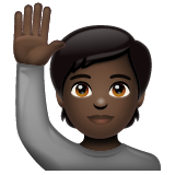 Happy Person Raising One Hand: Dark Skin Tone on WhatsApp