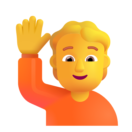 Happy Person Raising One Hand on Microsoft 3D