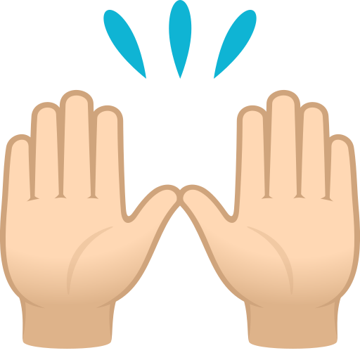 Person Raising Both Hands In Celebration: Light Skin Tone on JoyPixels