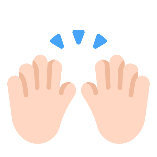 Person Raising Both Hands In Celebration: Light Skin Tone on Microsoft Fluent
