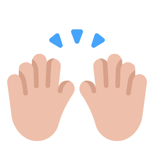 Person Raising Both Hands In Celebration: Medium-Light Skin Tone on Microsoft Fluent