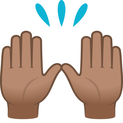 Person Raising Both Hands In Celebration: Medium Skin Tone on JoyPixels