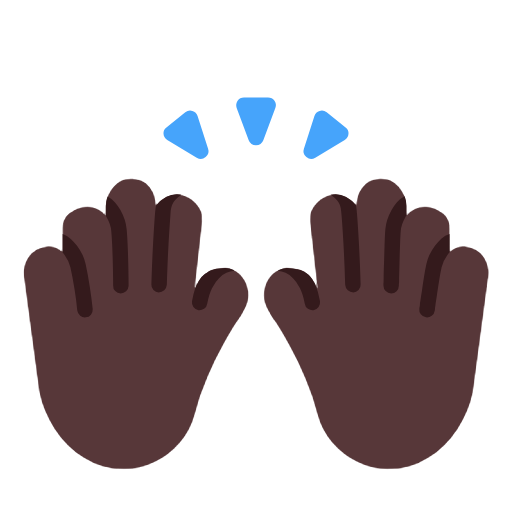 Person Raising Both Hands In Celebration: Dark Skin Tone on Microsoft Fluent