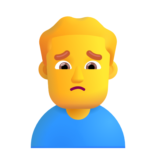 Man Frowning on Microsoft 3D