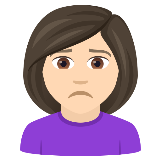 Woman Frowning: Light Skin Tone on JoyPixels