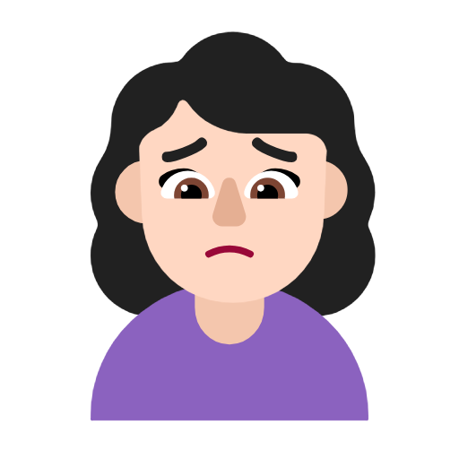 Woman Frowning: Light Skin Tone on Microsoft Fluent